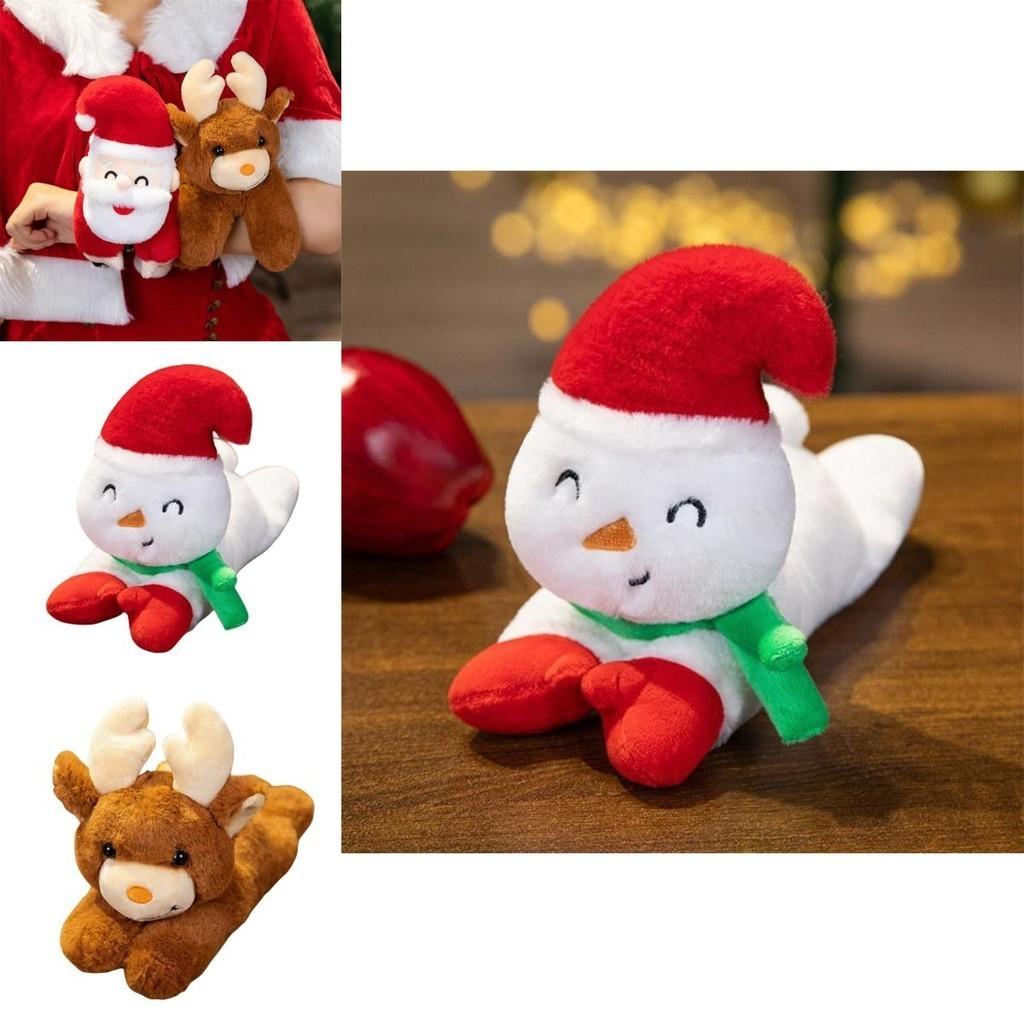 Cute Christmas Santa Claus Plush Doll Toy With Wrist Paddle Bracelet For Children 25cm Height