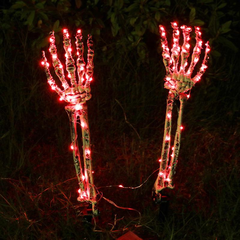 Skeleton Ground Stakes: Halloween Decoration with Skull and Ghost Hand Props