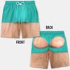 Men 3D Illusion Fake Butt Prank Swim Trunks Drawstring Board Shorts Leopard USA Flag Loose Beach Shorts Funny Gag Gift