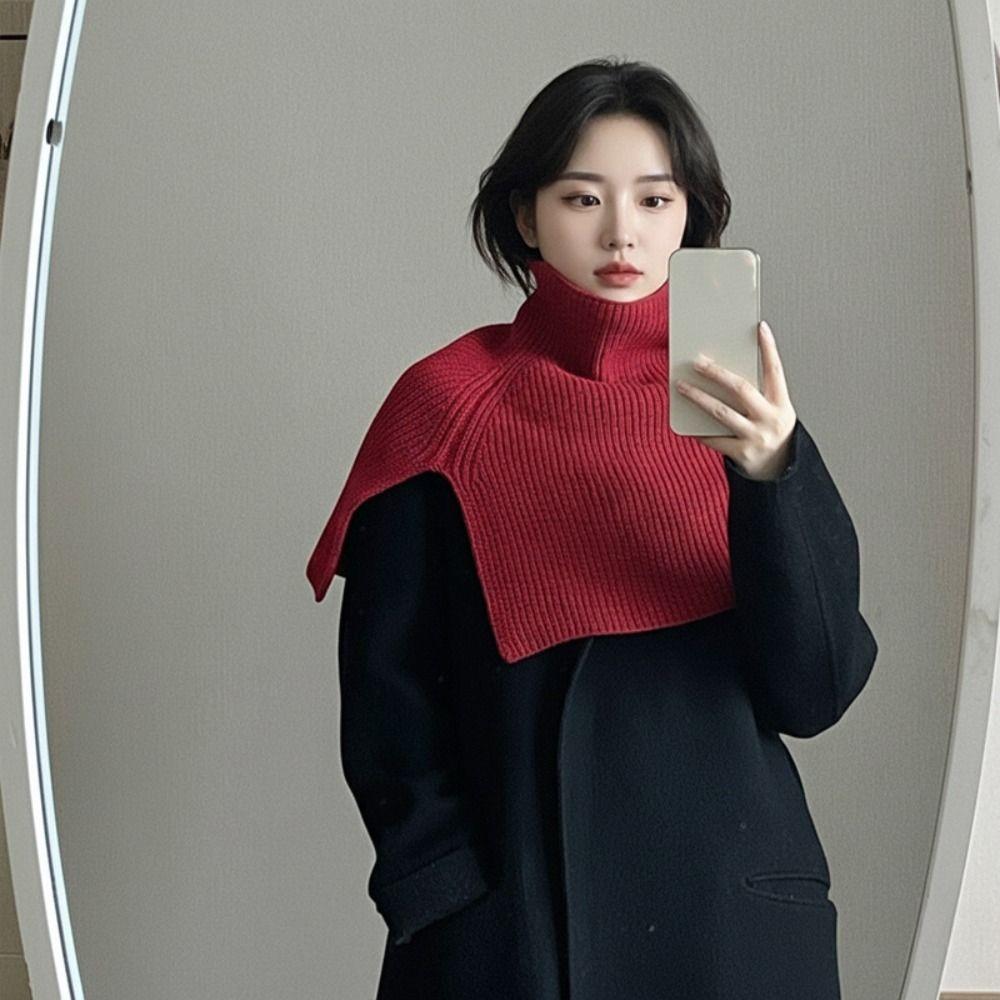 Thicken Women Cape Pullover High Neck Scarf Simple Neck Wraps Women