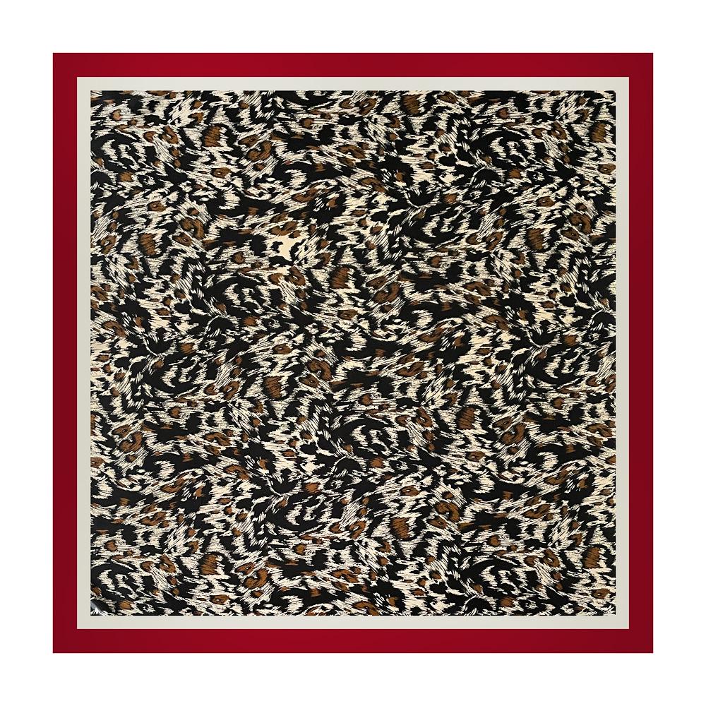 New leopard-print silk scarf, 90cm square, shawl, headscarf, faux silk satin scarf