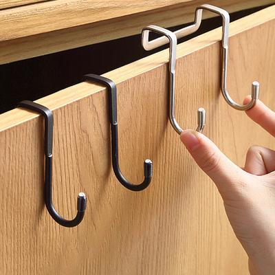 Hook Up Wall Mounted Coat Hook Rack Extra Long Cabinet Hooks No Drill Installation Anti-Slip Space Saving Coats Hats Bags Towels Organizer