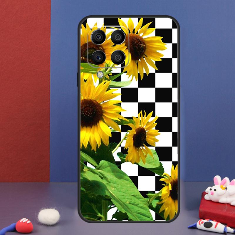 

Checkerboard Sunflower Case For Samsung Galaxy M13 M53 M06 M16 M31 M11 M35 M55 M15 M56 M36 M12 M32 M52 M14 M34 M54 Samsung M53