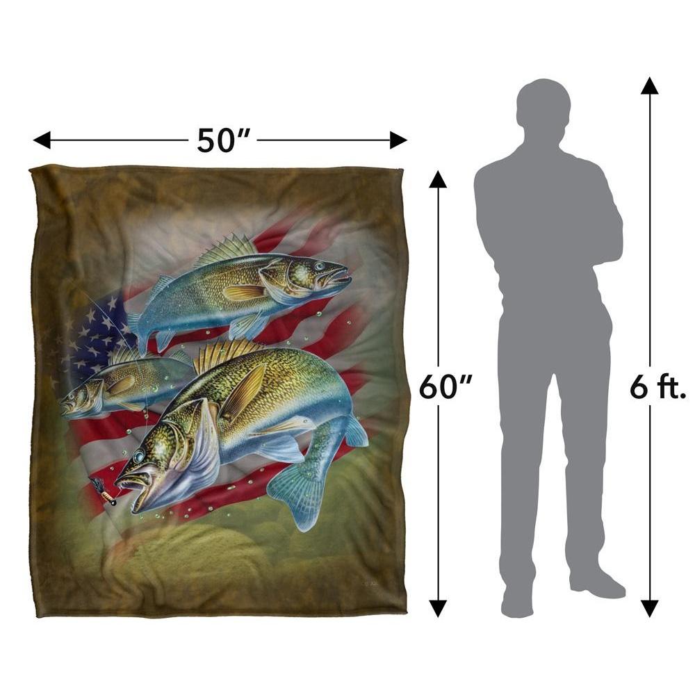 JQ Licensing Silky American Flag Fishing Supersoft Blanket
