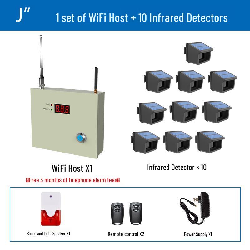 Black Iron Solar Wireless Anti-Theft Infrared Security Alarm for Fish Ponds and Orchards