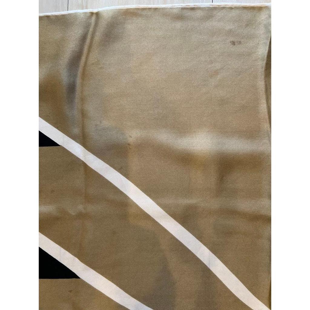 Used Echo 100% Silk Scarf Large Black Beige