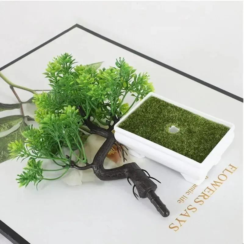 Small Artificial Potted Trees, Plastic Green Plants for Home Garden Decor, Indoor Outdoor Table Centerpieces for Hotel Party