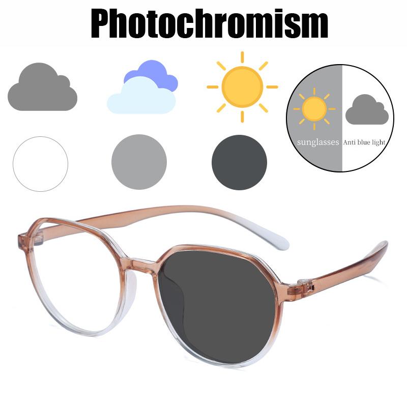 1/2 IN1 Photochromic Anti Blue Light Glasses for Women Men Color Changing Sunglasses UV Protection Eyewear