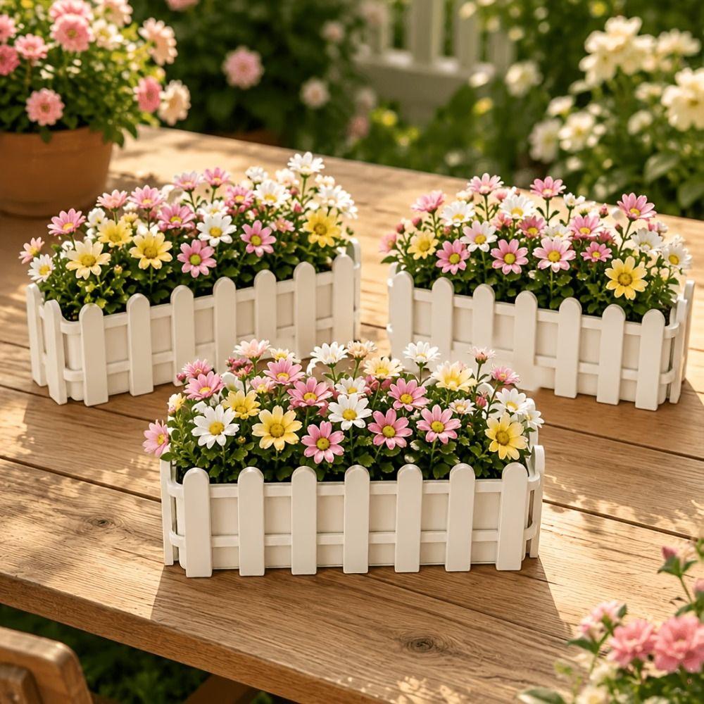 Small Planter Box Greenery Container Flower Arrangement Creative Fence Flowerpot Porch