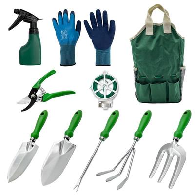 10Pcs/Set Garden Tool Set Fruit Tree Pruning Shears Digging Weeding Tool Rake Knife Sharp Shovel with Organizer Bag