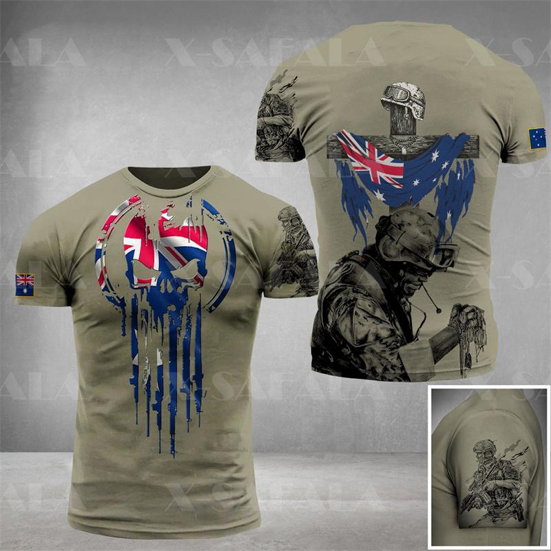 Australian Forest Camouflage T Shirt for Men Tops Tee Shirts 3D Printed Jungle Short Sleeve