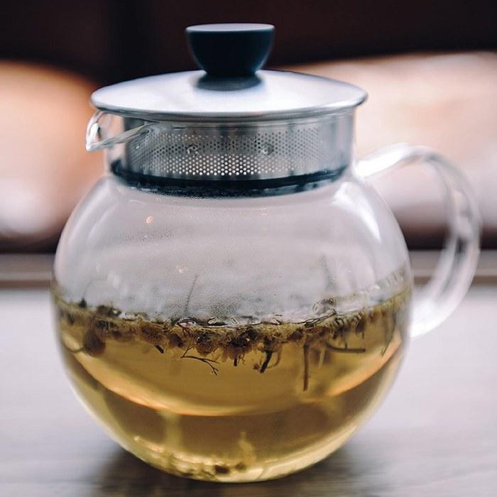 HARIO Jumping Leaf Pot S 600ml Heat-Resistant Glass Teapot JPS-60-HSV Silver 600mL