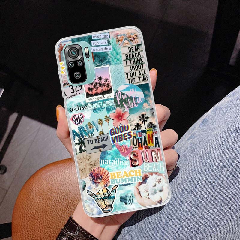 Surfbrett Surfen Kunst Surf-Mädchen Sommerhülle Handyhülle Für Xiaomi Redmi Note 10 Pro Max 10S 9 9S 9T 8 8T 11T 11S 11 5G 11E 7 6