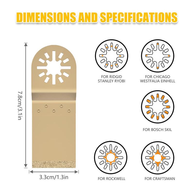 4-Piece Carbide Oscillating Saw Blades for Cutting Brick, Cement, and Grout