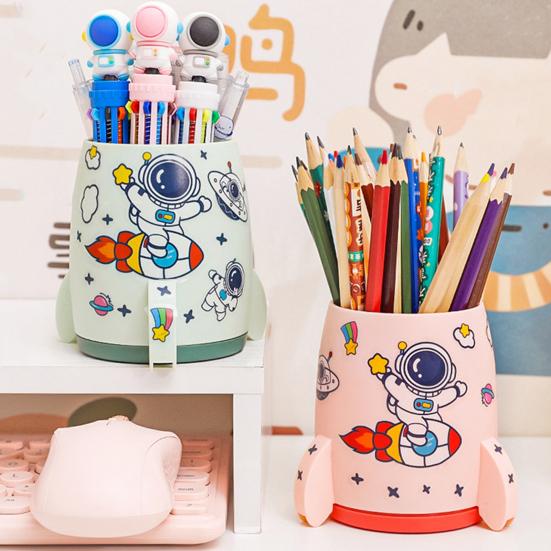 Creative Rocket Pen Holder Large Capacity Kids Desk Organizer Multi-Functional Storage Box for Pens And Stationery