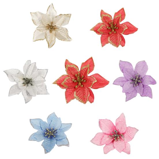 

3шт блестящие пуансеттия елочные украшения искусственный декор праздничные атрибуты