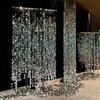 Sequin Circular Hanging Curtain Decoration for Weddings - Beaded String Ceiling Props with Mirror Shelf Luster