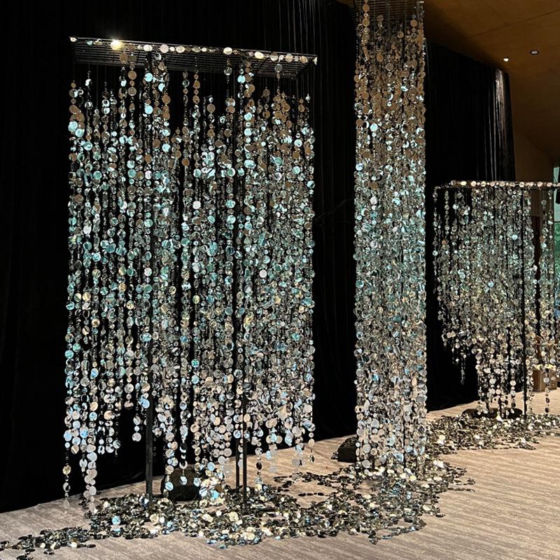 Perlmuttfarbene Pailletten-Hängekette Dekoration für Hochzeitsbogen und Decke