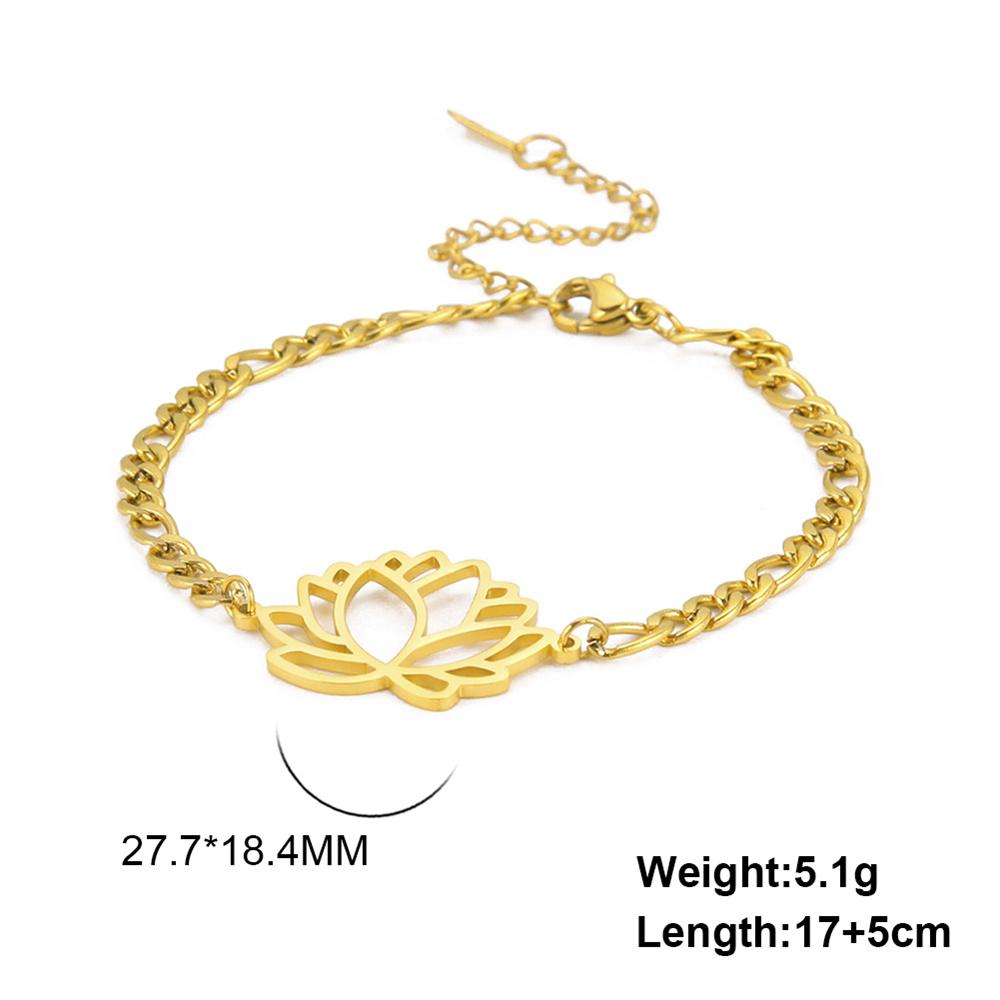 Classic Buddhism Lotus Flower Bracelets Stainless Steel Chain Lucky Yoga Amulet Bracelet Charm Birthday Jewelry Gifts