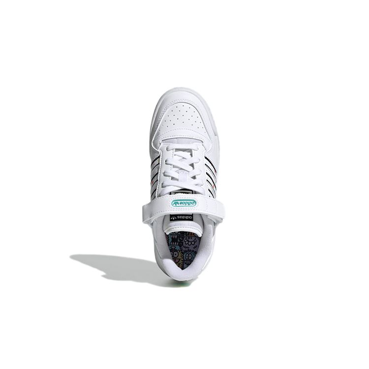 Adidas Originals Forum Low J Durable Low Top Kids Skate Shoes Kids Sneaker White Black Blue H01440