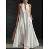 Robes d'été amples à col en V élégantes pour femmes 2026 Nouvelle Robe longue à bretelles au cou Robe trapèze pour fête de vacances Robe mode ample street chic pour jeunes femmes