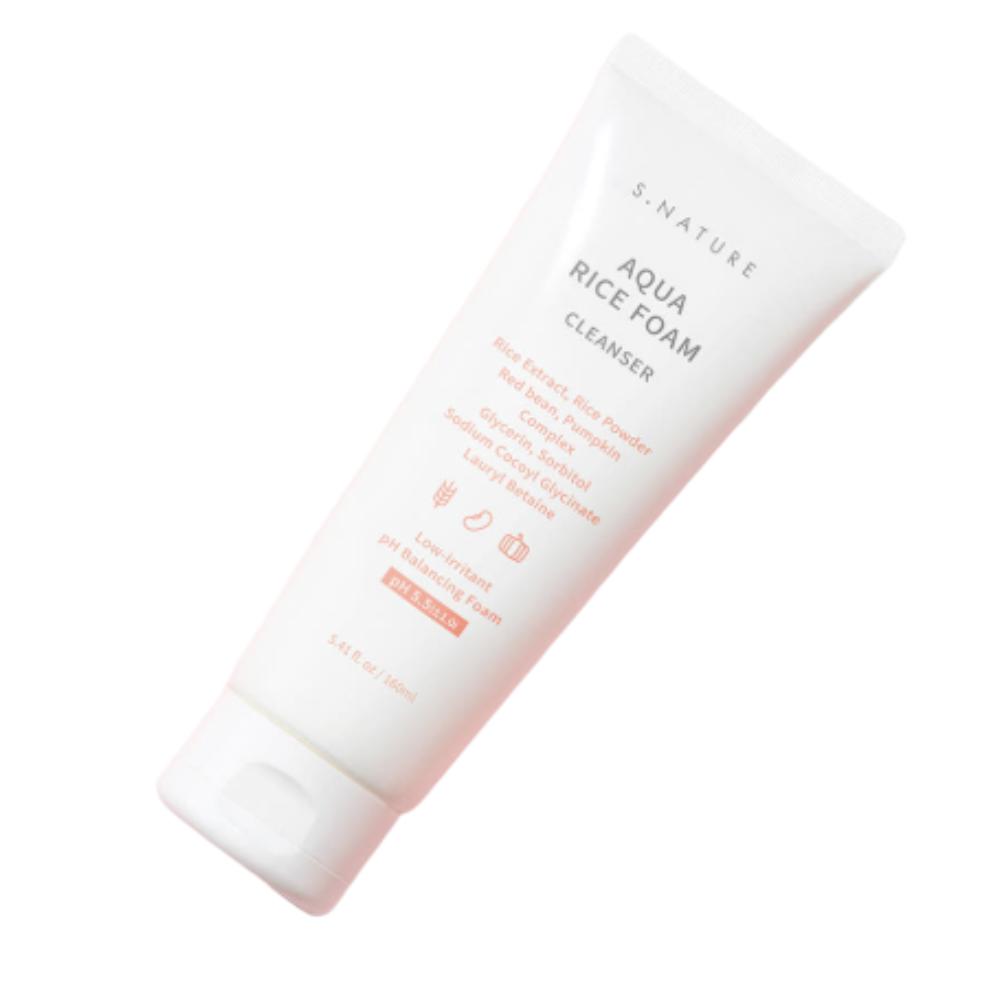 

S-NATURE Aqua Rice Low pH Cleansing Foam 160ml - Gentle Deep Cleansing & Brightening for Sensitive Skin
