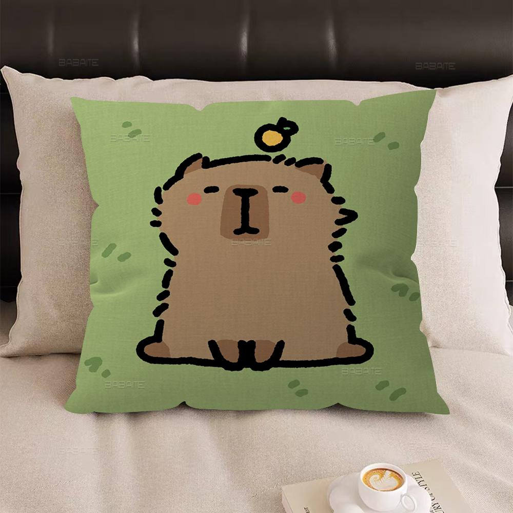 Cute Cartoon Capybara Office Cushion Pillowcase Car Cushion Cover45X45CM Lumbar Pillowcase Sofa Pillowcover