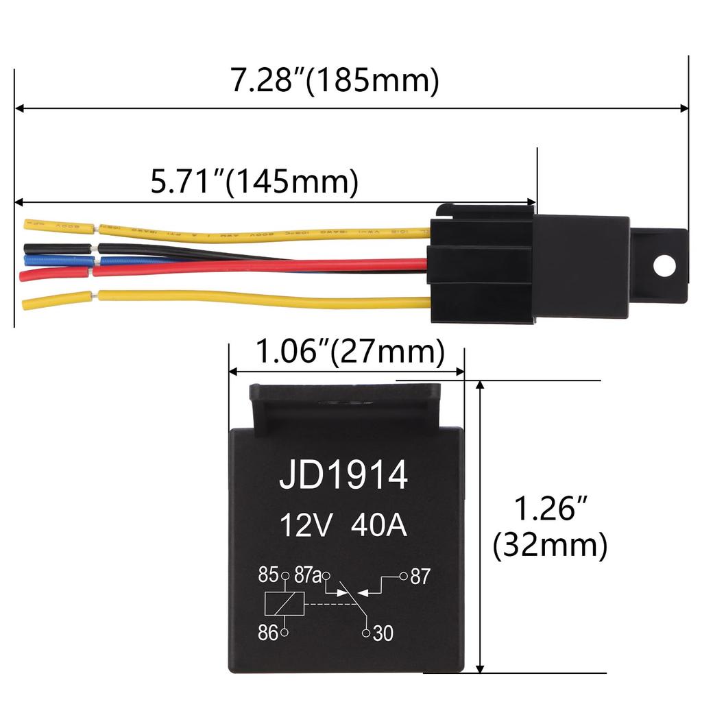 Weasch JD1914 Car Relay Kit 2 Pack 40A SPDT 5 Pin 40A Automotive