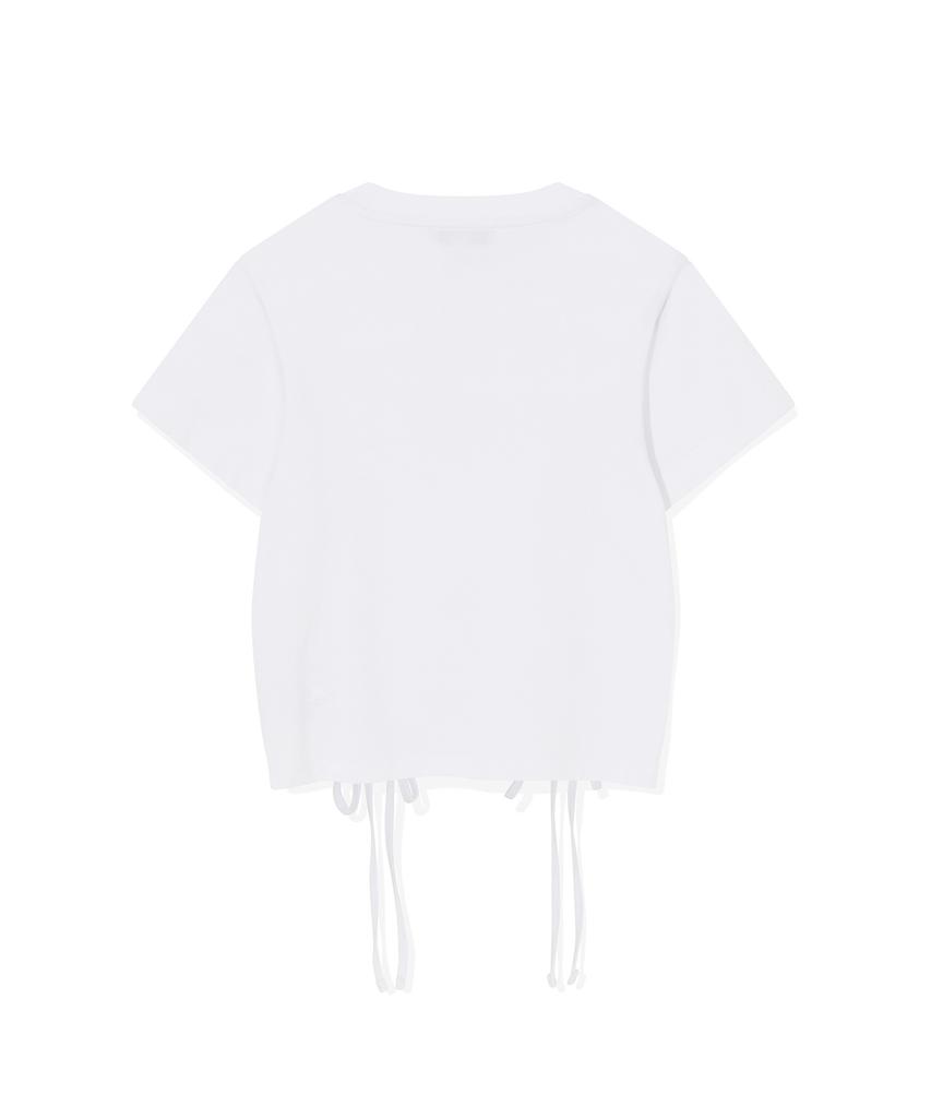 WACKY WILLY Shining Leo Shirred Crop Short Sleeve T-Shirt White