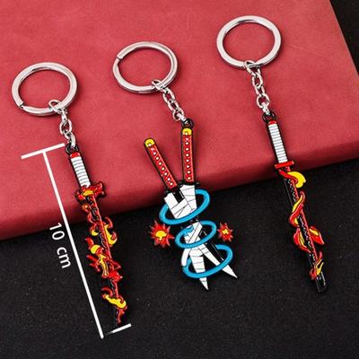 10cm Anime Demon Slayer Keychain Rengoku Kyoujurou Sword Pins Badge Keyrings for Fans Cosplay Souvenir Props Gift