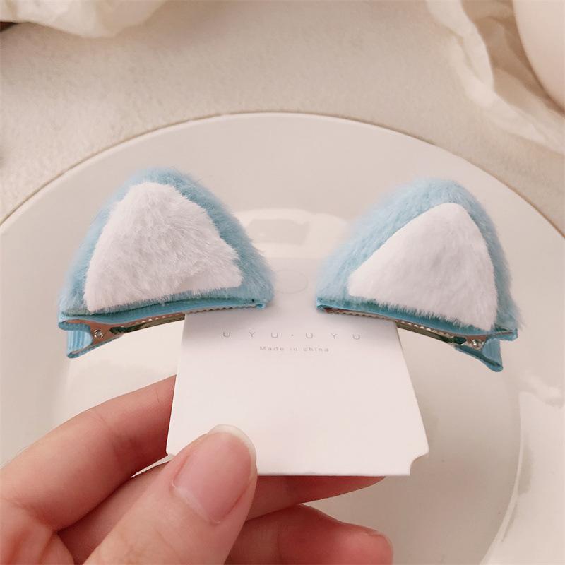 2Pcs Plush Cat Ears Steamed Cat Ear Shaped Bread Children Hair Clip Cute Cartoon Stereo Clip Little Girl Hair Accessory For Dail