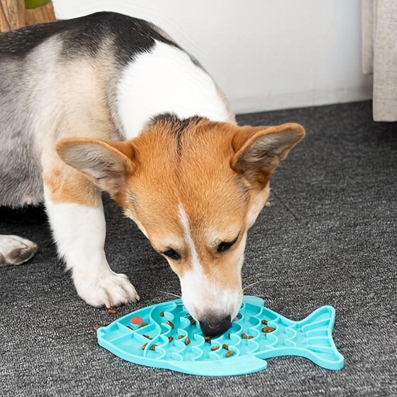 1pc-Fish-Shaped Silicone Slow Feeder Pet Bowl For Cats & Dogs - Anti Vomiting, Choke Prevention