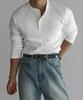 Baulopeulodeogteu Ribbed Henley Neck Muscle Long Sleeve Knit Tee [Ivory]