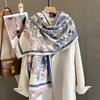 185*65cm Floral Print Warm Scarf Autumn/Winter Tassel Shawl Women's Imitation Cashmere Thick Scarf Warps Coldproof Blanket