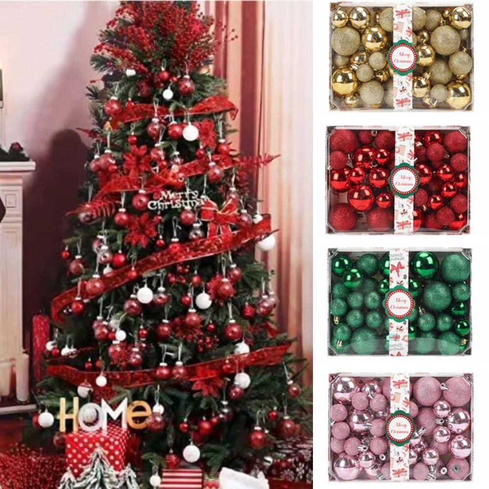 42Pcs Creative Electroplated Christmas Hanging Balls Colorful Xmas Tree Pendants  Party Favors