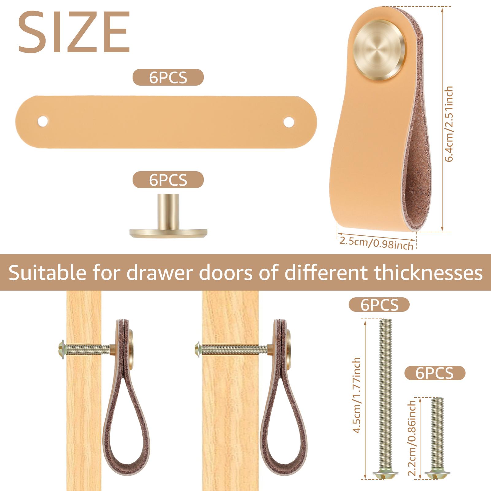 

12/6Pcs Leather Drawer Pulls Leather Handles Cabinet knobs Decorative Wardrobe Cabinet Handles for Kitchen Cabinet Drawers Bat 6pcs