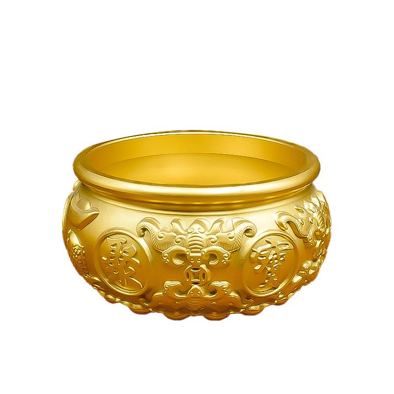 Brass Copper Yuanbao Rice Jar Ornament: Wealth-Attracting Handicraft Decoration for Living Room