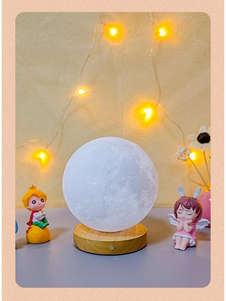 Rotating Moon Lamp Night Light—Creative Bedside Atmosphere Lamp for Bedroom or Desk