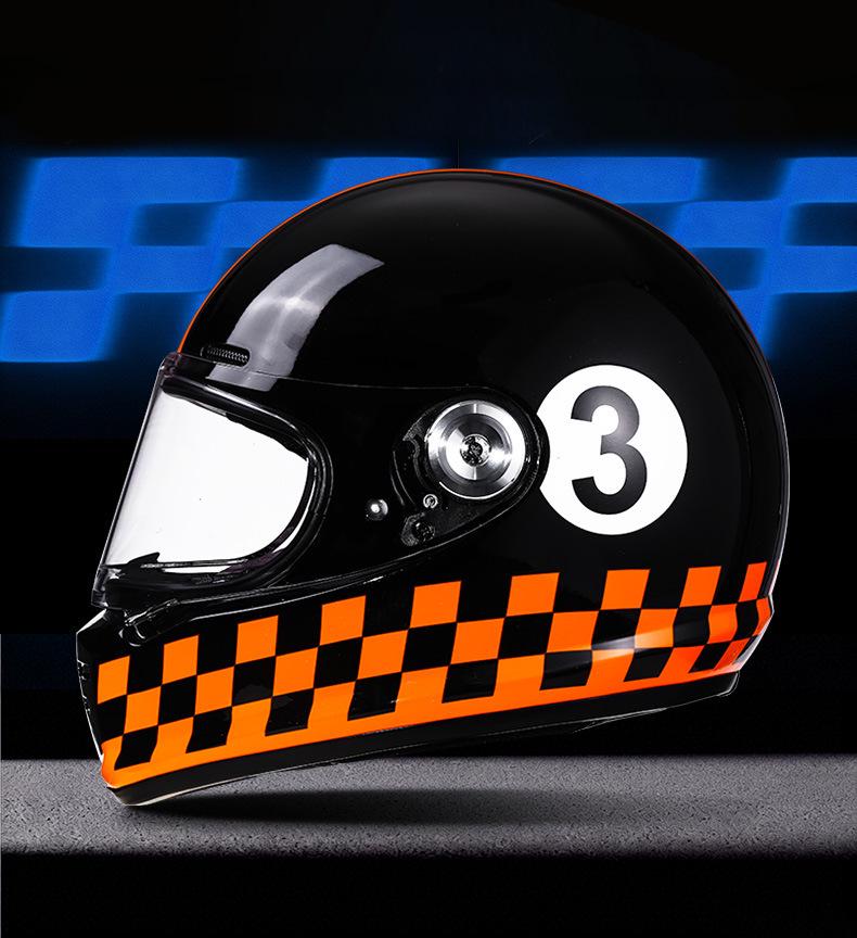 3C Certified Retro Fiberglass Full Face Helmet for Motorcycles and Scooters