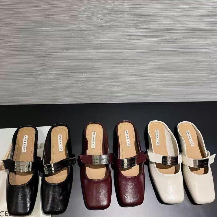 [Youshilai] Square Head Temperament Mary Jane Shoes Women's Spring 2025 New Retro Fashion Outer Wear One Pedal