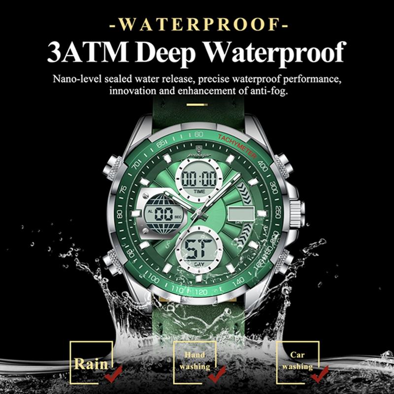 Luxury Men Watch Luminous Week Date Dual Time Display Digital Man Clock Alarm Electronic Men's Quartz Watches