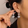 Shining Pearl Copper Star and Clover Tassel Stud Earrings - Women's Luxurious and Stylish Design