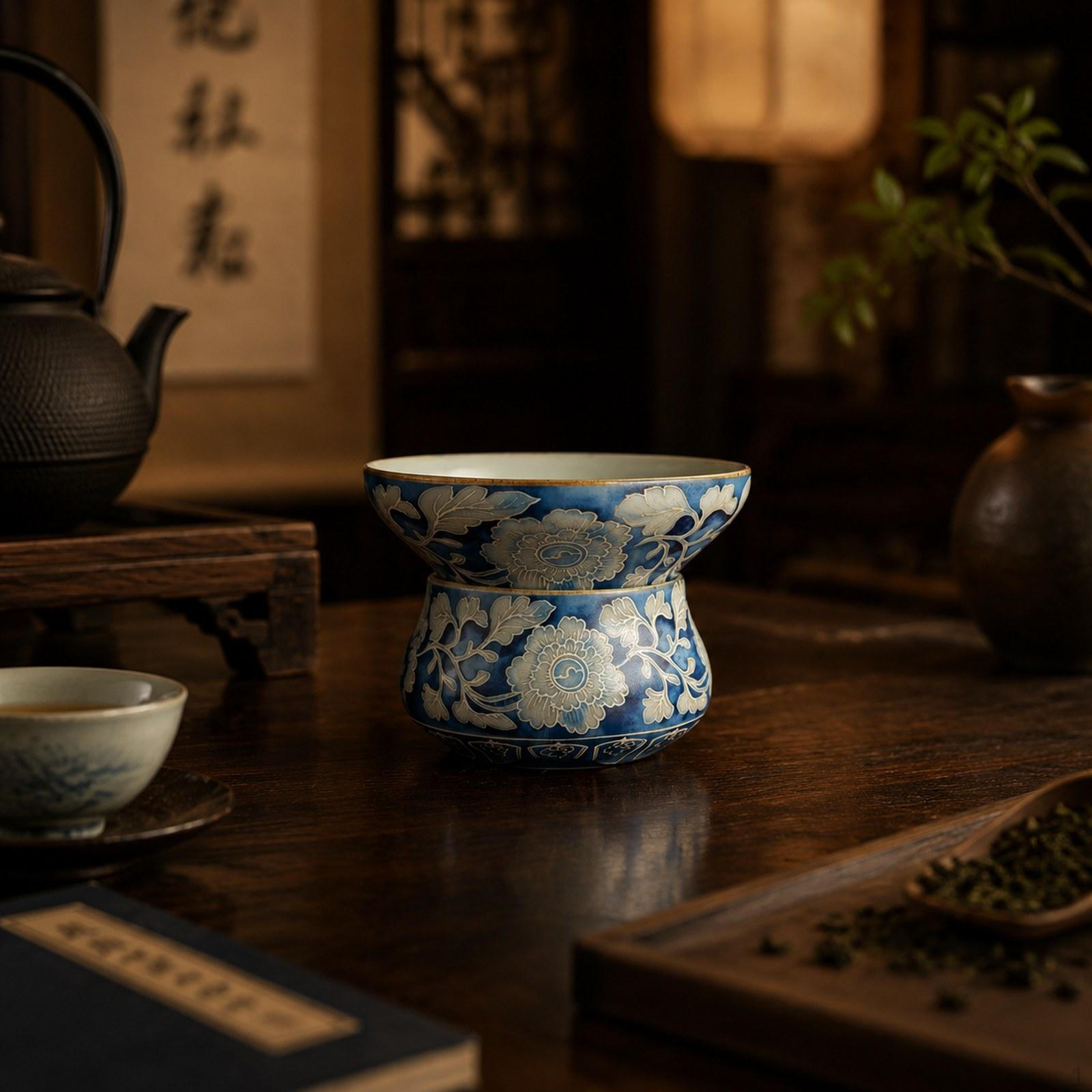 Chinese Tea Ceremony Utensils Ceramic Strainer for Day