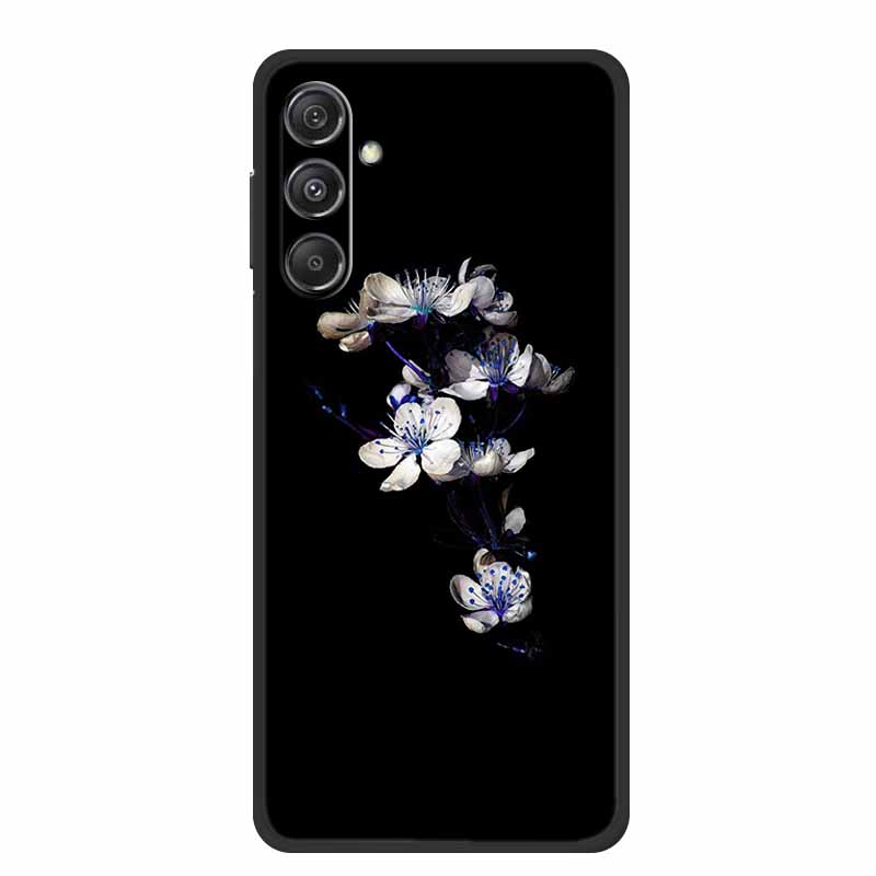 For Samsung Galaxy M36 A17 5G Case Flower Black Silicone Soft Back Cover For Samsung Galaxy S25 FE Plus Phone Case Coque Cartoon