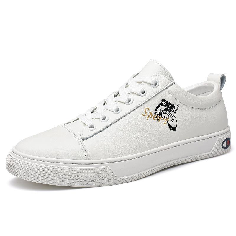 Läder Vita Skor Herr Vår Nya Fritidsskor Herr Vita Skor Mångsidiga Skor Vita Lätta Andningsbara Sneakers
