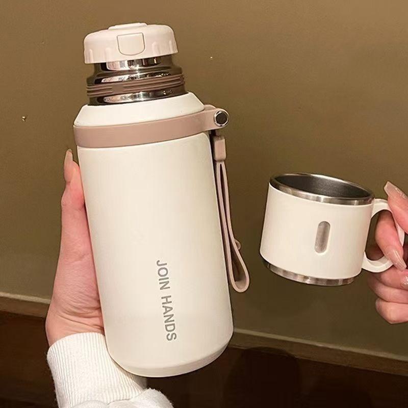 JUSTINLAU Spot Goods 600/800ML Thermos Cup Vacuum Flasks with Tea Strainer Stainless Steel Portable Travel Thermal Water Bottles
