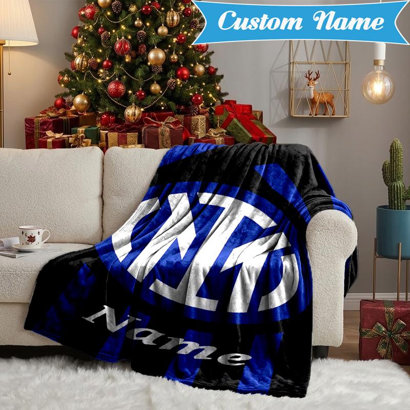 Coperta Personalizzata con Stemma Inter Milan Leggera Ideale per Letto Perfetta per Viaggi, Campeggio, Soggiorni, Divani, Regalo di Natale
