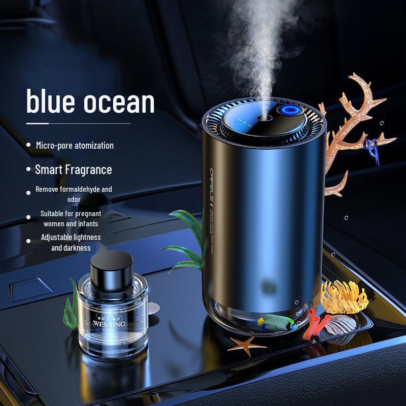Kafeile Dual-Use Smart Air Freshener: Osmanthus Cologne Fragrance Automatic Spray Essential Oil Diffuser for Car & Home.