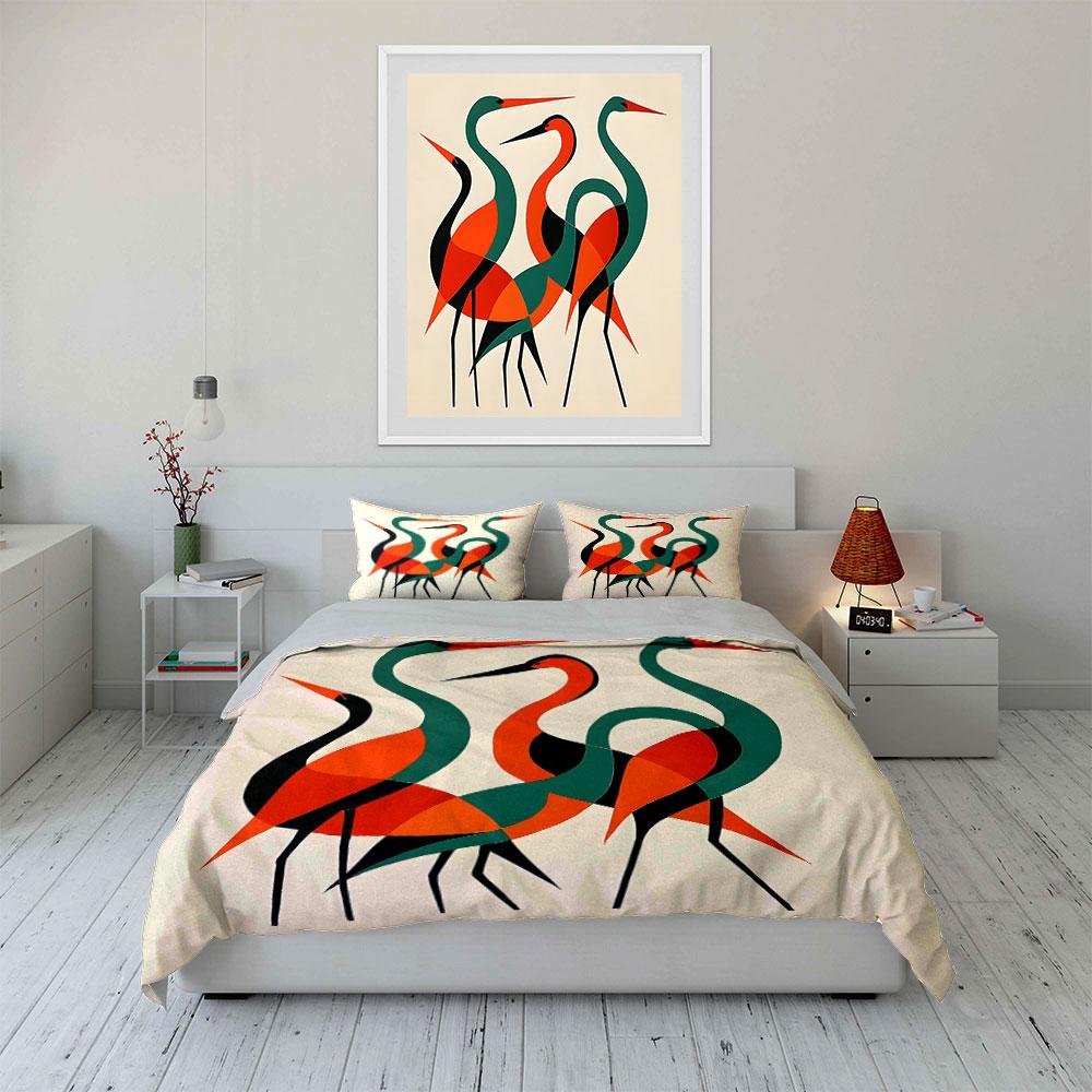 Graceful cranes in harmony Bedding sets Duvet covers Pillowcases(1* Duvet Cover 2* Pillowcases without duvet insert)