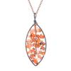Handmade Winding Curved Leaves Natural Gravel Tree Of Life Crystal Lucky Tree Necklace N05